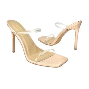 Olivia James size 6 nude clear open toe stilettos